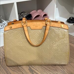 Louis Vuitton Beige Vernis Patent Leather Satchel with Vachetta Trim